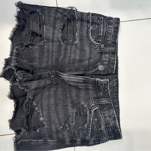 American Eagle Outfitters Black Ripped Jean Shorts